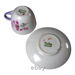 Shelley Seldom Seen Miniature Cup & Saucer w Pansys Forget Me Nots & Pink Flower