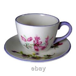 Shelley Seldom Seen Miniature Cup & Saucer w Pansys Forget Me Nots & Pink Flower