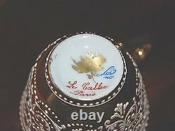 Signed Mid Century Le Tallec Paris Tiffany Dentelle Gold Cup Saucer Porcelain CS