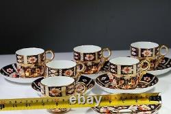 Six Royal Crown Derby Imari 2451 Quality Coffee Cups & Saucers