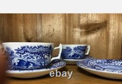 Spode Blue Italian Cup and Saucer, Set of 6 NOS