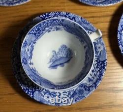 Spode Blue Italian Cup and Saucer, Set of 6 NOS