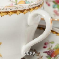 Spode Copeland English Rockingham Porcelain Tea Cups Saucers Vintage Set of 10