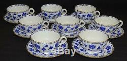 Spode England Colonel Y6235 Blue Set of 8 Cups & Saucers Bone China
