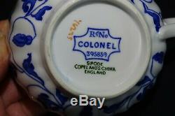 Spode England Colonel Y6235 Blue Set of 8 Cups & Saucers Bone China