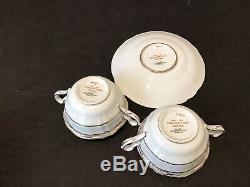 Spode Sheffield 5 Footed Bouillon Cup & 6 Saucers R3359/R3361 England Gold White