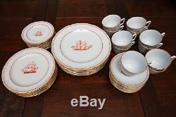 Spode Trade Winds Red 54 Piece -10+ Place Settings Dinner Salad Plate Cup Saucer