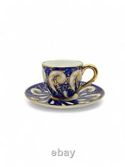 Stunning Le Tallec Paris Hand-Painted Demitasse Cup and Saucer, Artist Signed