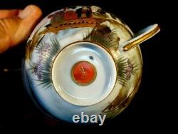 Stunning Satsuma Antique Japanese Hand Painted Eggshell Porcelain Cup And Saucer