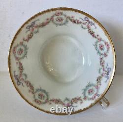 Theodore Haviland Limoges Cup & Saucer, Schleiger 330, Roses & Bows