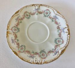 Theodore Haviland Limoges Cup & Saucer, Schleiger 330, Roses & Bows