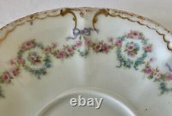 Theodore Haviland Limoges Cup & Saucer, Schleiger 330, Roses & Bows