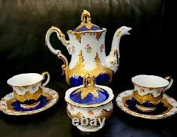 Thun Czech in Meissen B Form Style Gold Encrusted Tea Pot Cup Saucer Sugar Set