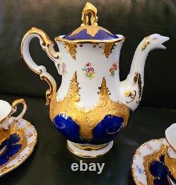 Thun Czech in Meissen B Form Style Gold Encrusted Tea Pot Cup Saucer Sugar Set