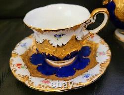 Thun Czech in Meissen B Form Style Gold Encrusted Tea Pot Cup Saucer Sugar Set