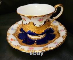 Thun Czech in Meissen B Form Style Gold Encrusted Tea Pot Cup Saucer Sugar Set