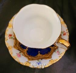 Thun Czech in Meissen B Form Style Gold Encrusted Tea Pot Cup Saucer Sugar Set