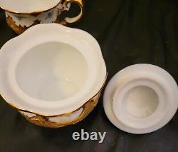 Thun Czech in Meissen B Form Style Gold Encrusted Tea Pot Cup Saucer Sugar Set