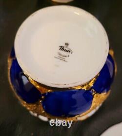 Thun Czech in Meissen B Form Style Gold Encrusted Tea Pot Cup Saucer Sugar Set