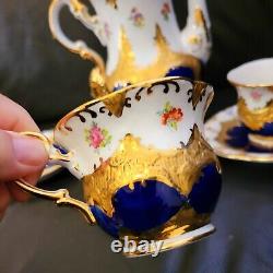 Thun Czech in Meissen B Form Style Gold Encrusted Tea Pot Cup Saucer Sugar Set