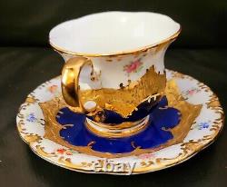 Thun Czech in Meissen B Form Style Gold Encrusted Tea Pot Cup Saucer Sugar Set