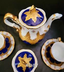 Thun Czech in Meissen B Form Style Gold Encrusted Tea Pot Cup Saucer Sugar Set