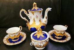 Thun Czech in Meissen B Form Style Gold Encrusted Tea Pot Cup Saucer Sugar Set