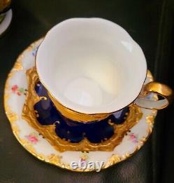 Thun Czech in Meissen B Form Style Gold Encrusted Tea Pot Cup Saucer Sugar Set