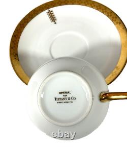 Tiffany & Co Frank Lloyd Wright IMPERIAL Cup & Saucer White Porcelain Gold MINT