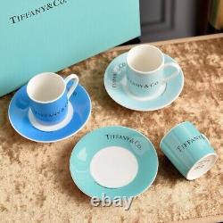 Tiffany & Co. Porcelain Cup and Saucer Set Multicolor Design (Set of 6)