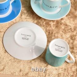 Tiffany & Co. Porcelain Cup and Saucer Set Multicolor Design (Set of 6)