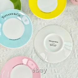 Tiffany & Co. Porcelain Cup and Saucer Set Multicolor Design (Set of 6)