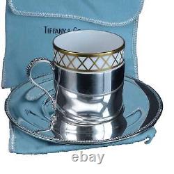 Tiffany Sterling Silver Espresso Cup and Saucer with Wedgwood Porcelain Insert