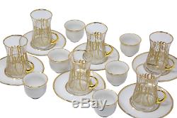 Turkish Arabic Tea Coffee Set (126 Plate) Porcelain Cups Glass Mugs with Saucer