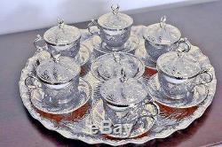 Turkish Coffee NESCAFE Set Cups Tray Delight Bowl Copper Porcelain Ottoman Tulip