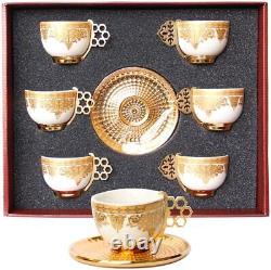 Turkish Greek Arabic Coffee Espresso Cup Saucer Porcelain Set Gold COMPLETE SET