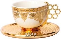 Turkish Greek Arabic Coffee Espresso Cup Saucer Porcelain Set Gold COMPLETE SET