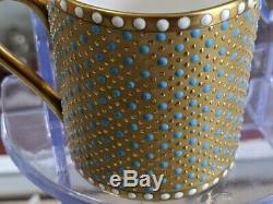 Unique porcelain jewelled cup & saucer painted panel by Ken Russell ex worcester