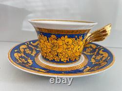 VERSACE Floralia Blue TEA CUP & SAUCER 25 YEARS Rosenthal New in Box