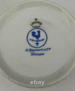 VIEUX NYON CERALENE Raynaud Limoges Porcelain Flat Cup & Saucer Set(s) EXCELLENT
