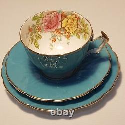 VINTAGE AYNSLEY CUP & SAUCER Trio England Cabbage Rose Porcelain