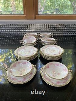 VINTAGE SET OF 10 CUPS+SAUCERS Theodore Haviland Limoges France Porcelain Floral