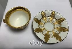 VTG 19th Century Meissen Gold and White Demitasse Stamped Sword Cup & Saucer