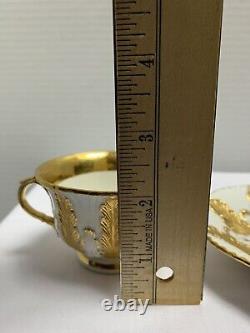 VTG 19th Century Meissen Gold and White Demitasse Stamped Sword Cup & Saucer