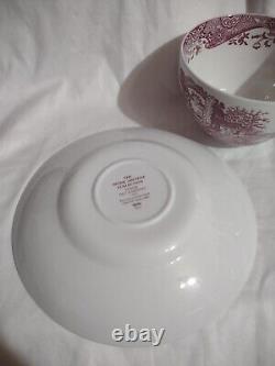VTG Cup & Saucer Spode China Porcelain Red White JUMBO Box England Archive Coll