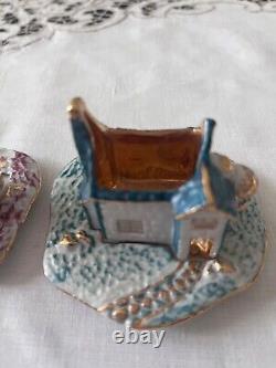 VTG Miniature Porcelain Miniature Cup & Saucer Church and House Design Portugal