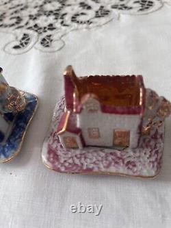 VTG Miniature Porcelain Miniature Cup & Saucer Church and House Design Portugal