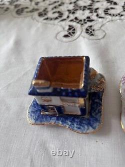 VTG Miniature Porcelain Miniature Cup & Saucer Church and House Design Portugal