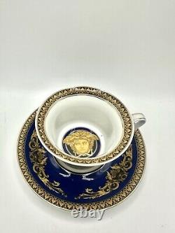 Versace Rosenthal Blue Medusa Porcelain Espresso Cup and Saucer