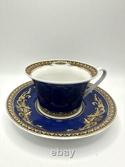 Versace Rosenthal Blue Medusa Porcelain Espresso Cup and Saucer